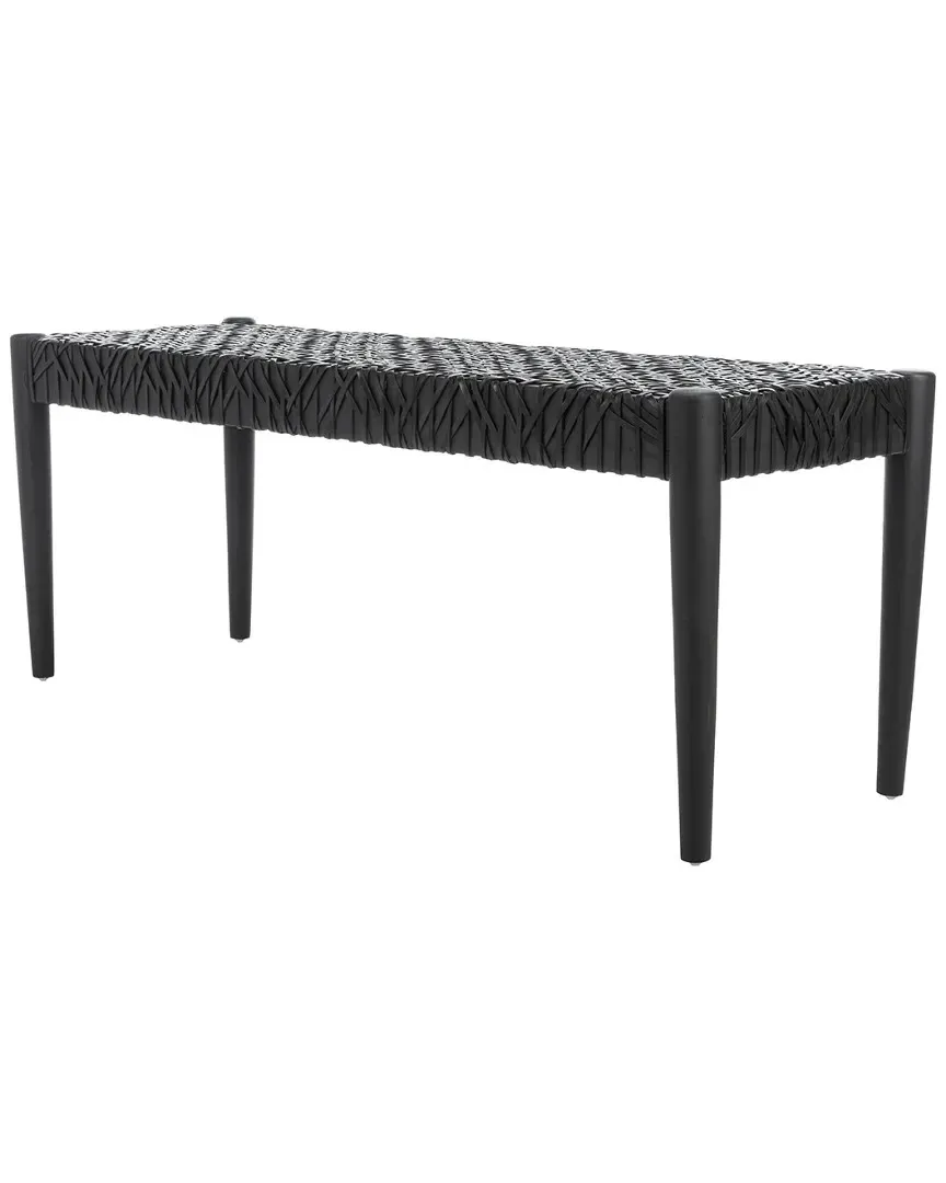 Bandelier Leather Weave Bench - Black