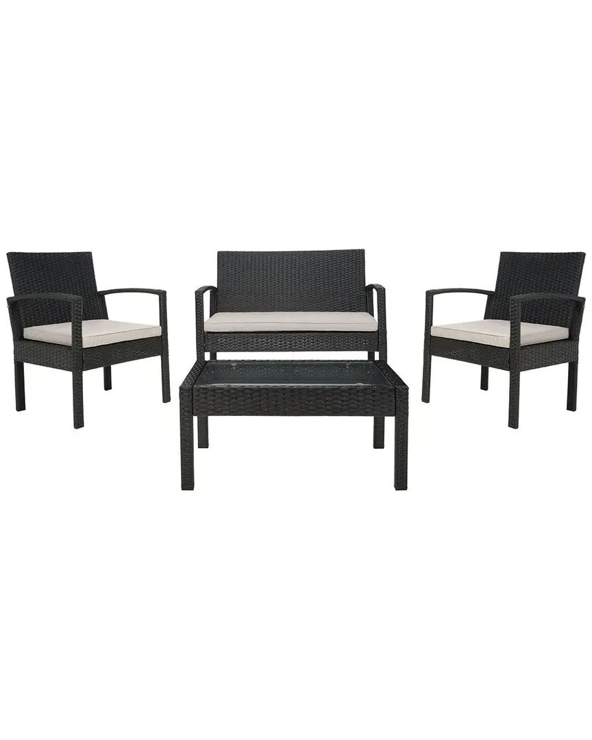 Bassey 4-Piece Outdoor Living Set - Black, Wood image