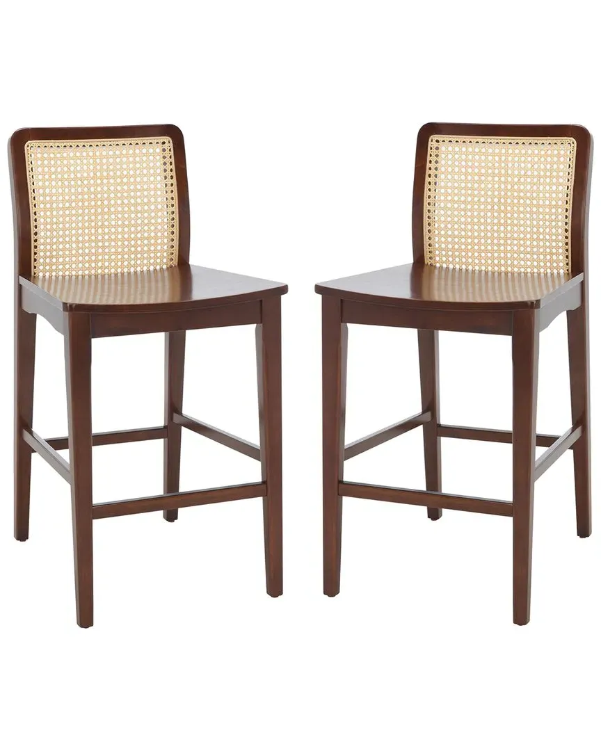 Benicio Rattan Counter Stools Set - Dark Brown