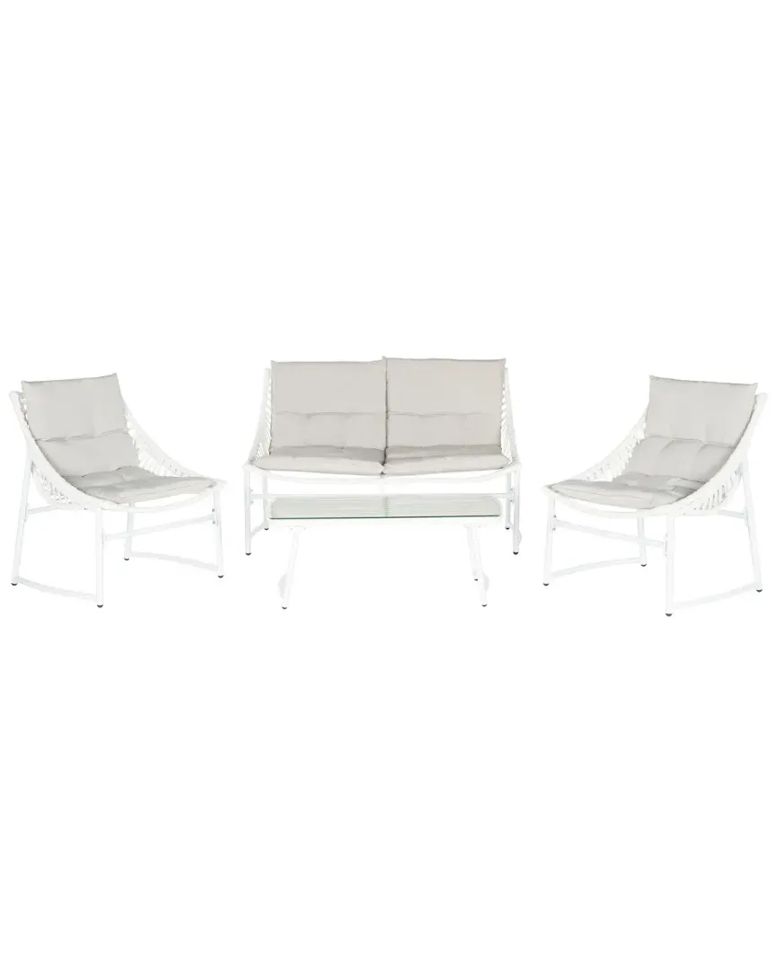 Berkane 4 Piece Outdoor Set - White, Rattan image