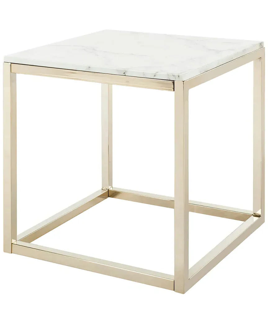 Bethany Square End Table - White Marble, Brass image
