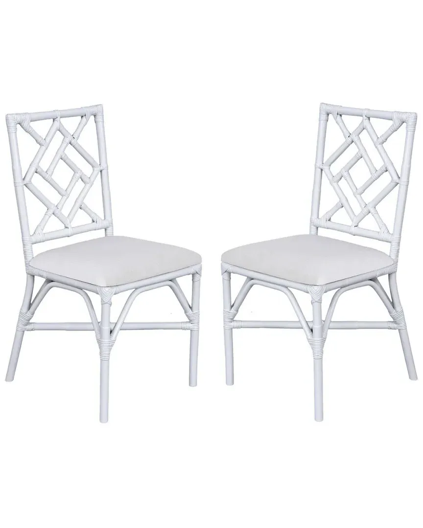 Bhumi Set of 2 Accent Chairs with Cushions - White, Rattan image