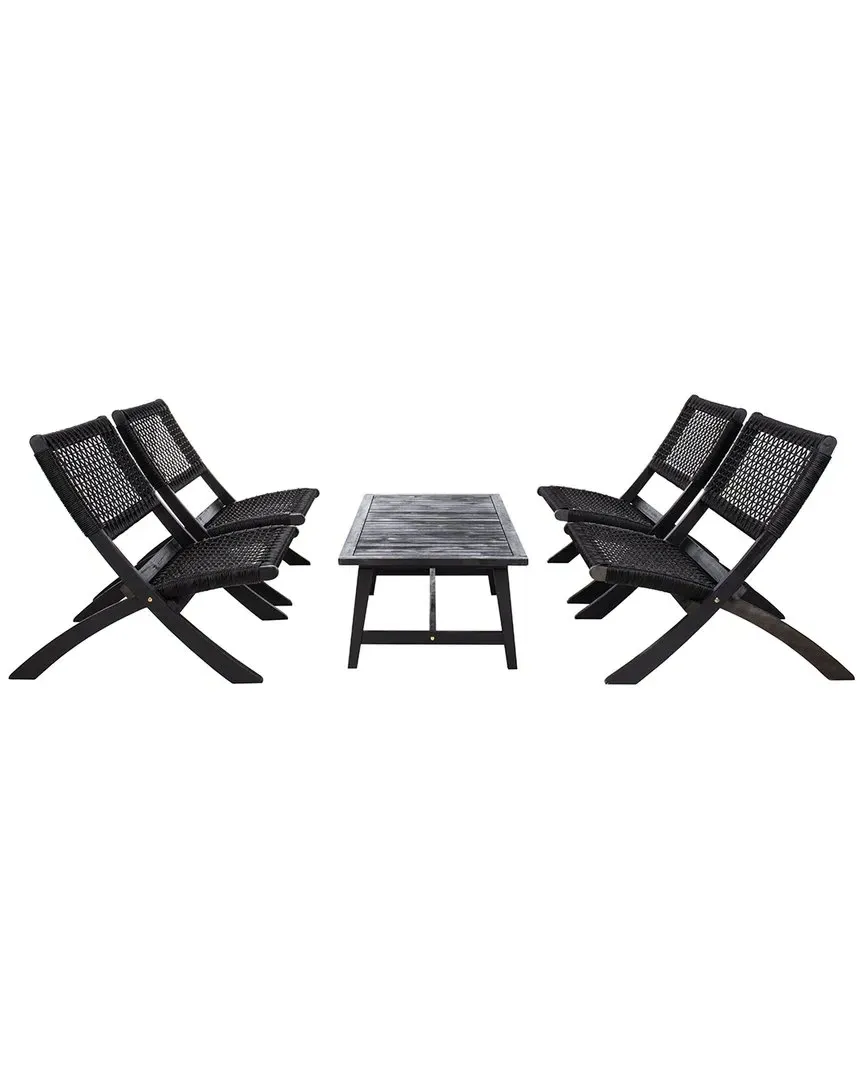Blaze Outdoor 5pc Coffee Table Set - Black, Acacia