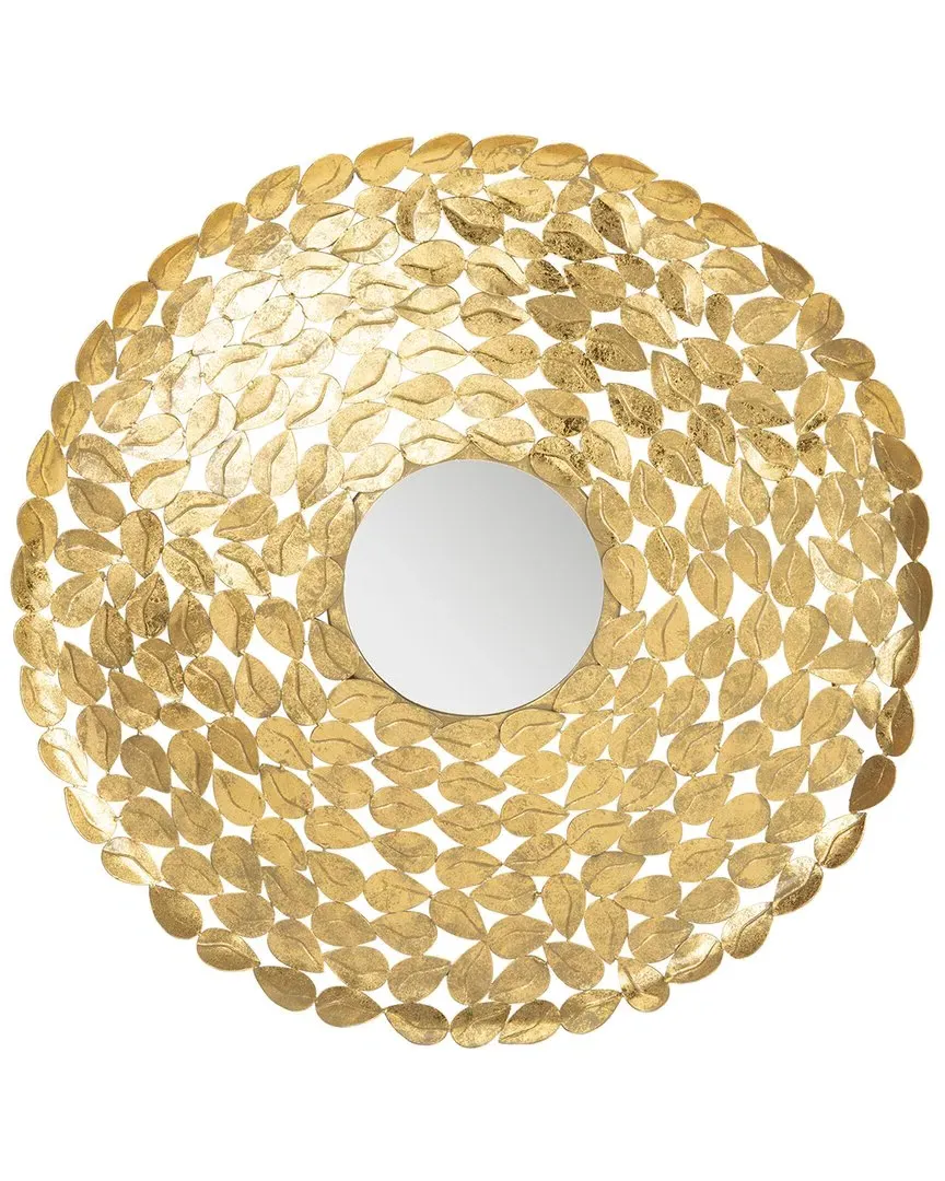 Bliss Leaf Pattern Wall Mirror - Gold image