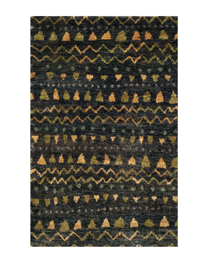 Bohemian Hand-Knotted Rug - Black, Jute