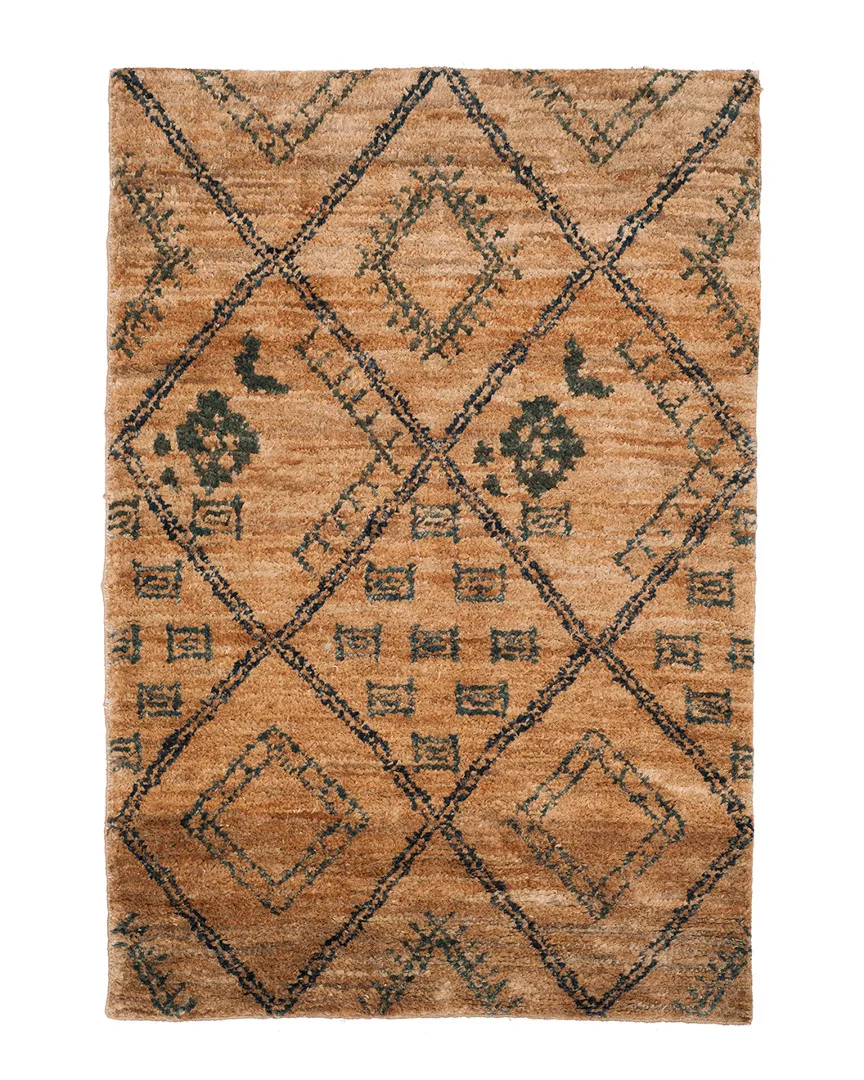 Bohemian Hand-Knotted Rug - Teal, Jute
