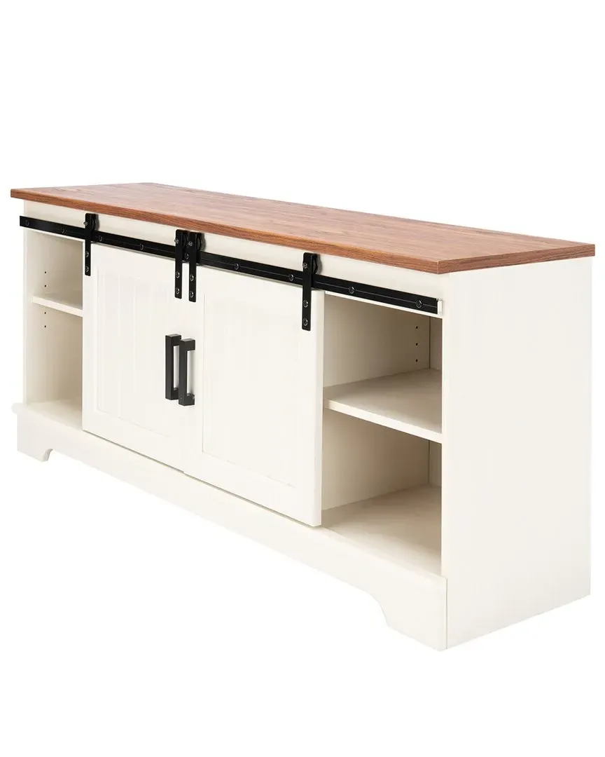 Braelynn 3-Shelf Media Stand - White Washed, Walnut