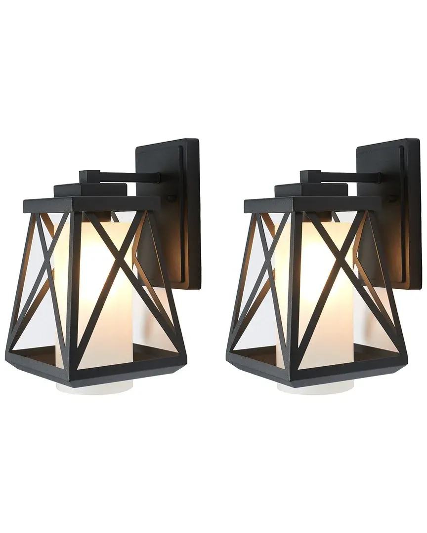 Braith Set of 2 Outdoor Wall Sconces - Black