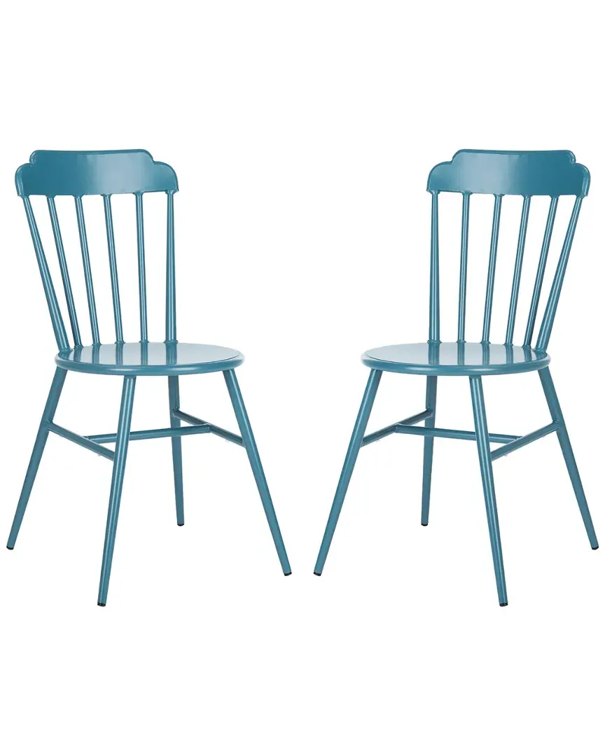 Broderick Set of 2 Stackable Outdoor Side Chairs - Navy, Aluminum