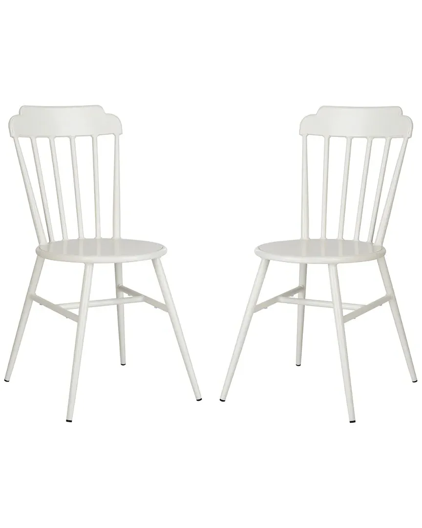 Broderick Set of 2 Stackable Outdoor Side Chairs - White, Aluminum