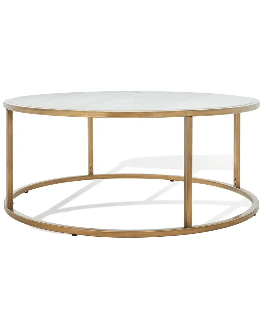 Brynna Round Marble Coffee Table - White, Marble