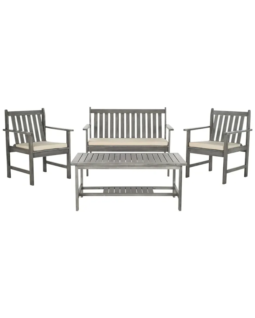 Burbank 4pc Outdoor Patio Set - Grey Wash, Acacia Wood image