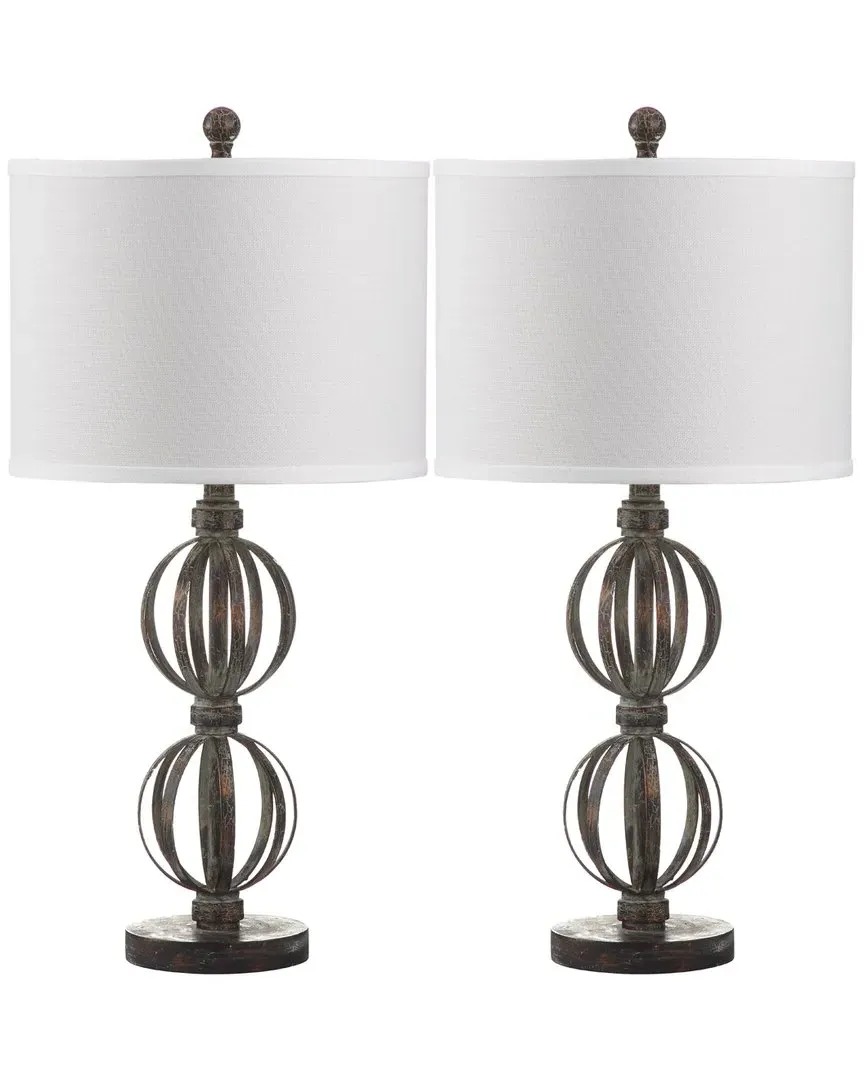 Calista Double Sphere Table Lamp - Bronze, Cotton