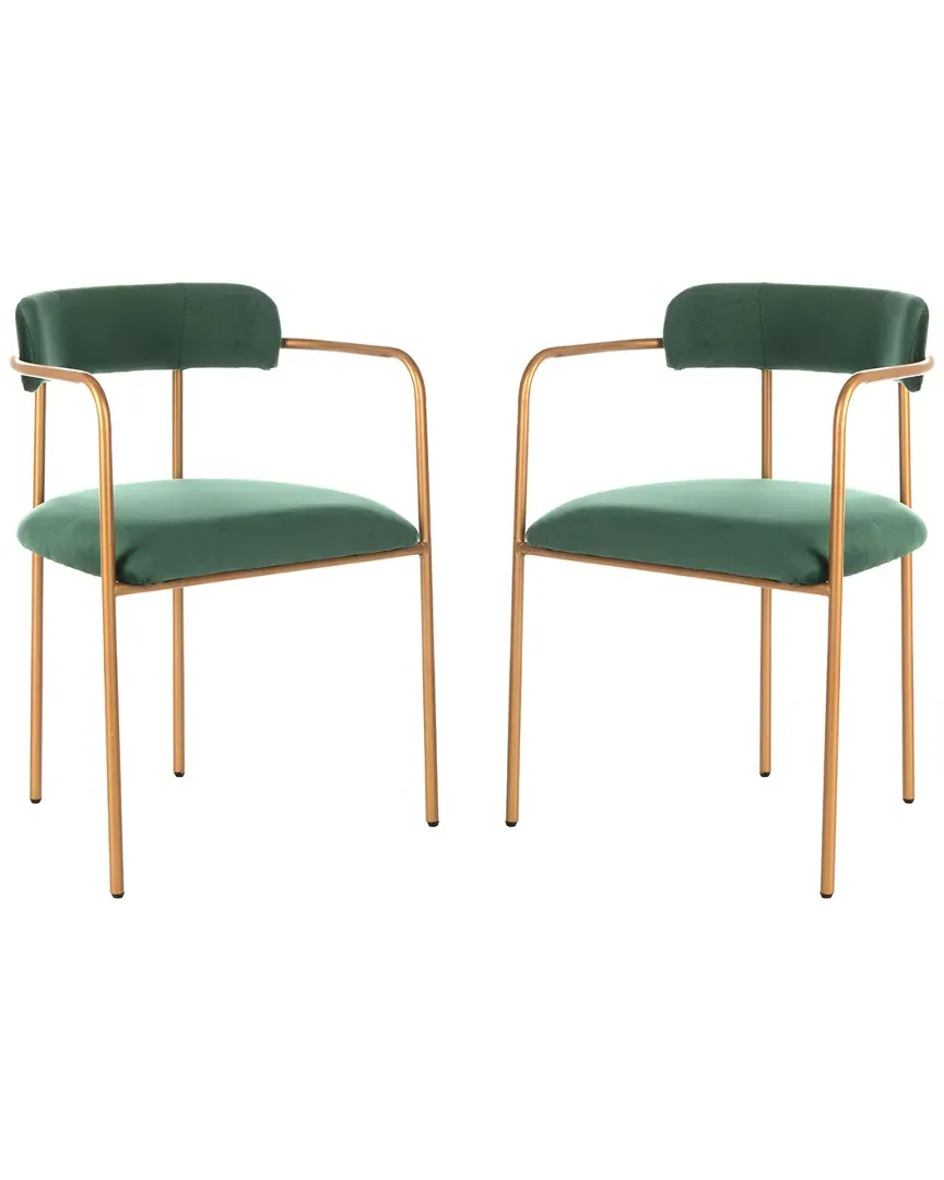 Camille Set of 2 Side Chairs - Malachite Green, Metal