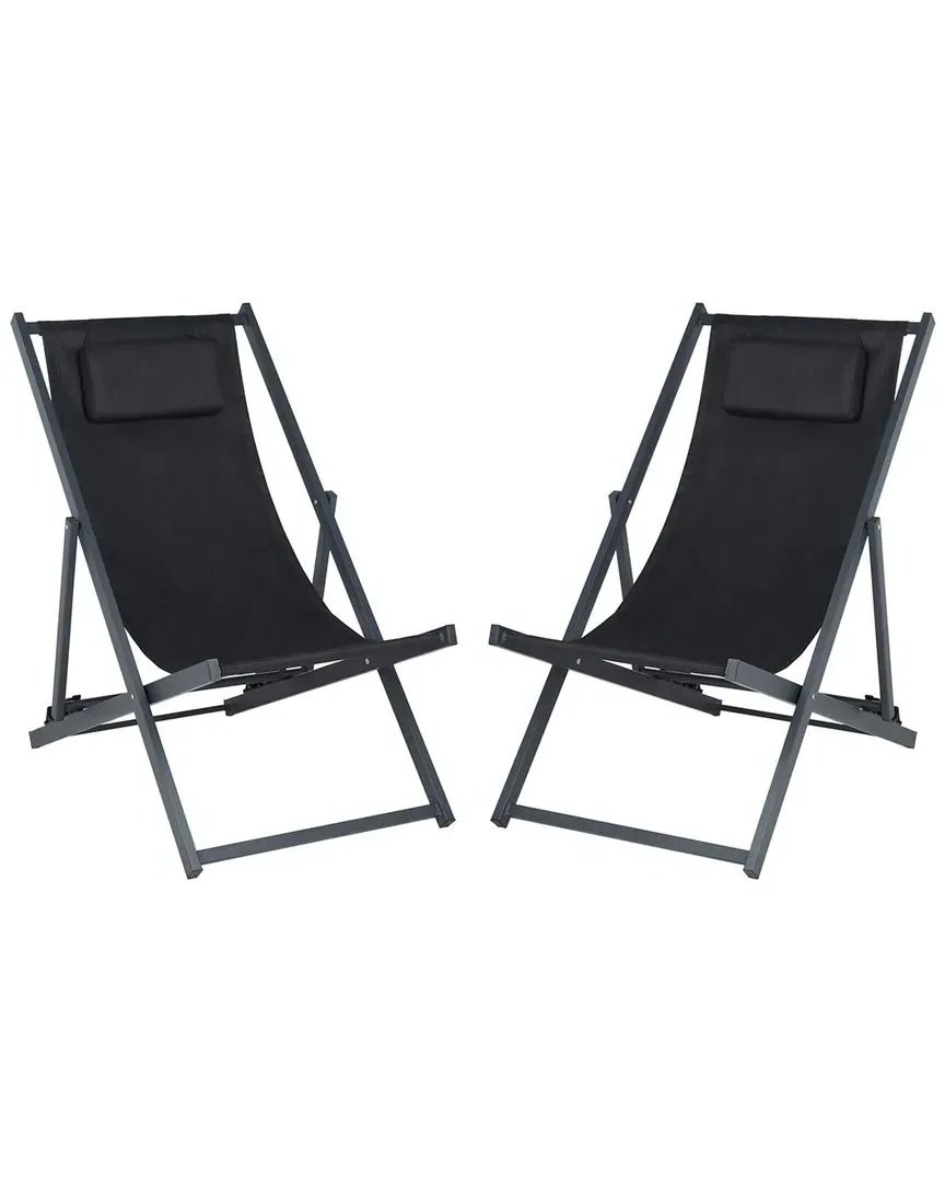 Camlin Set of 2 Sling Chairs - Black, Aluminum image