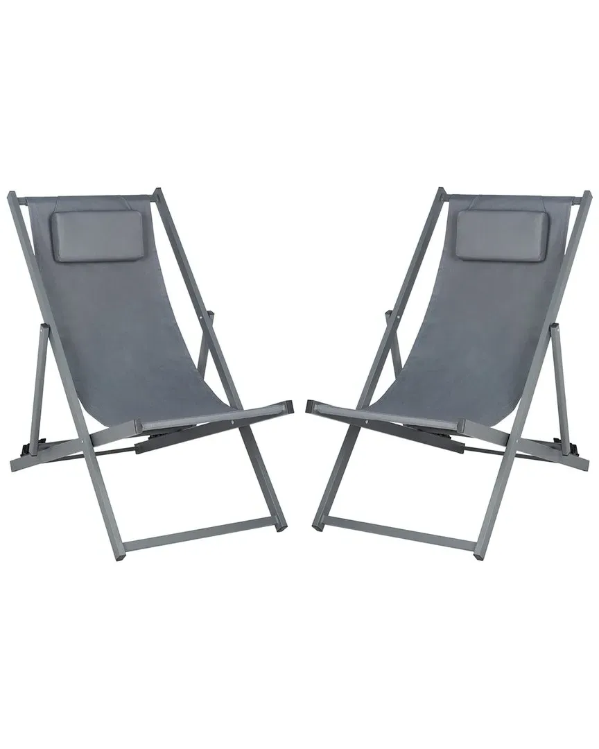 Camlin Set of 2 Sling Chairs - Grey, Aluminum