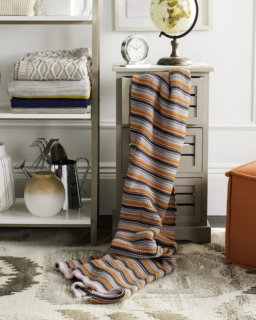 Candy Stripe Knit Throw - Grey