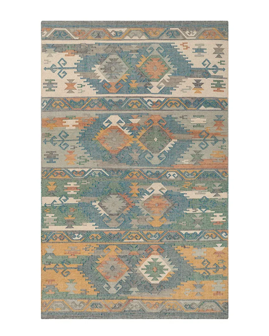 Canyon Hand-Woven Flat Weave Rug - Blue, Wool image