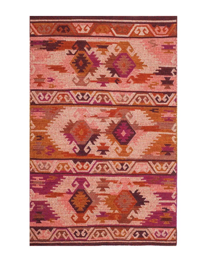 Canyon Hand-Woven Flat Weave Rug - Pink, Wool