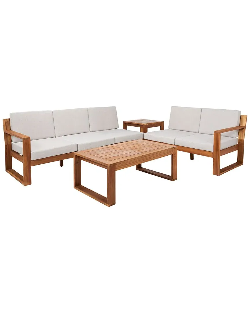 Catryn 4-Piece Outdoor Living Set - Brown, Wood image