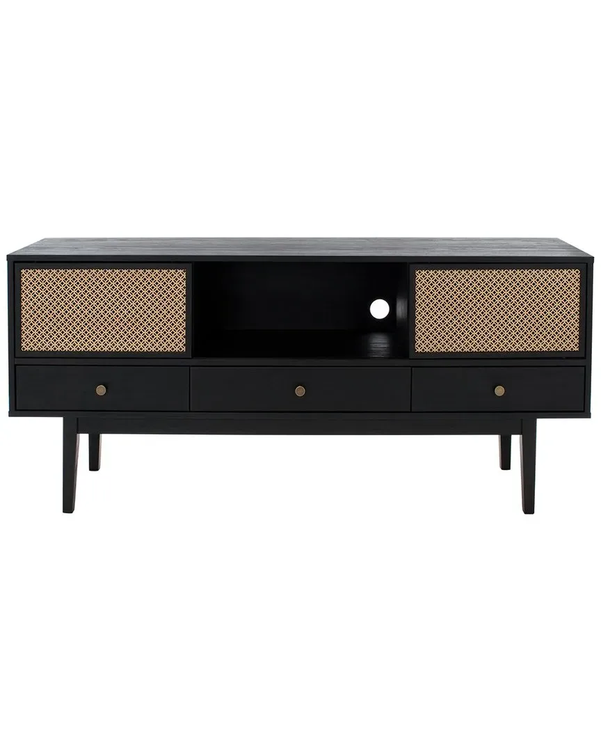 Ceu 3-Drawer Media Stand with Shelf - Black