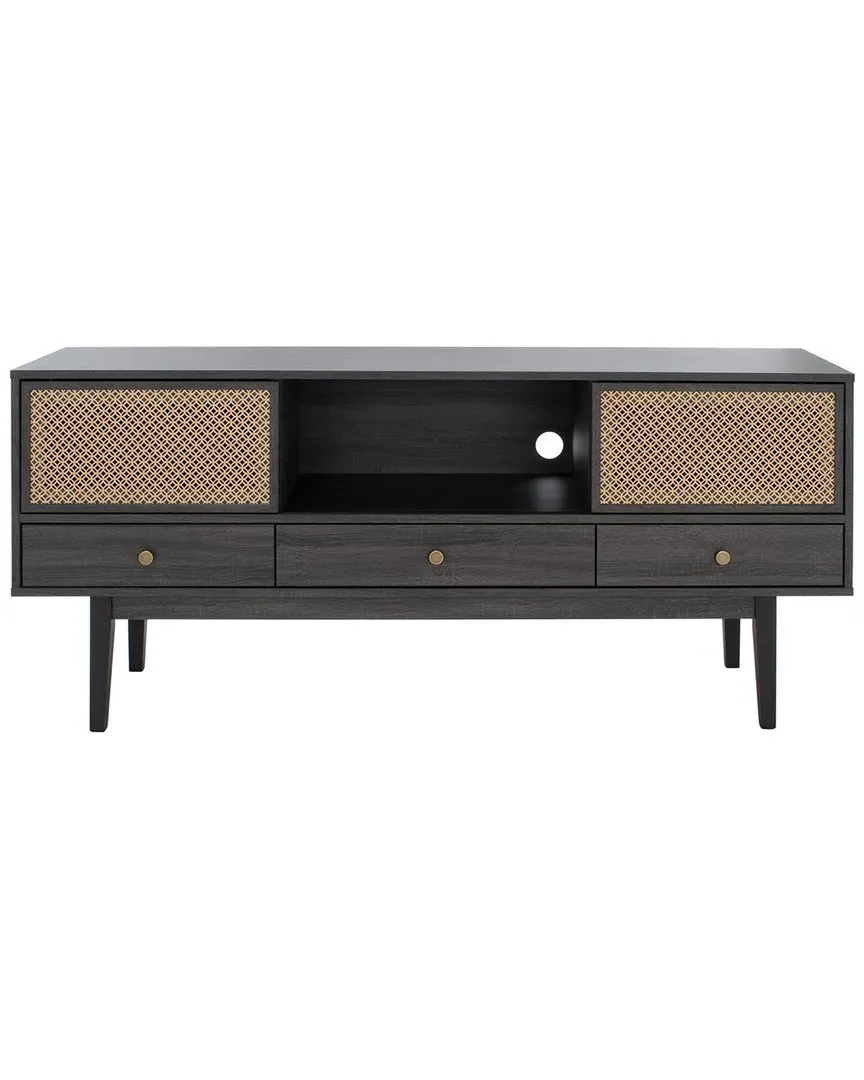 Ceu 3-Drawer Media Stand with Shelf - Distressed Black image