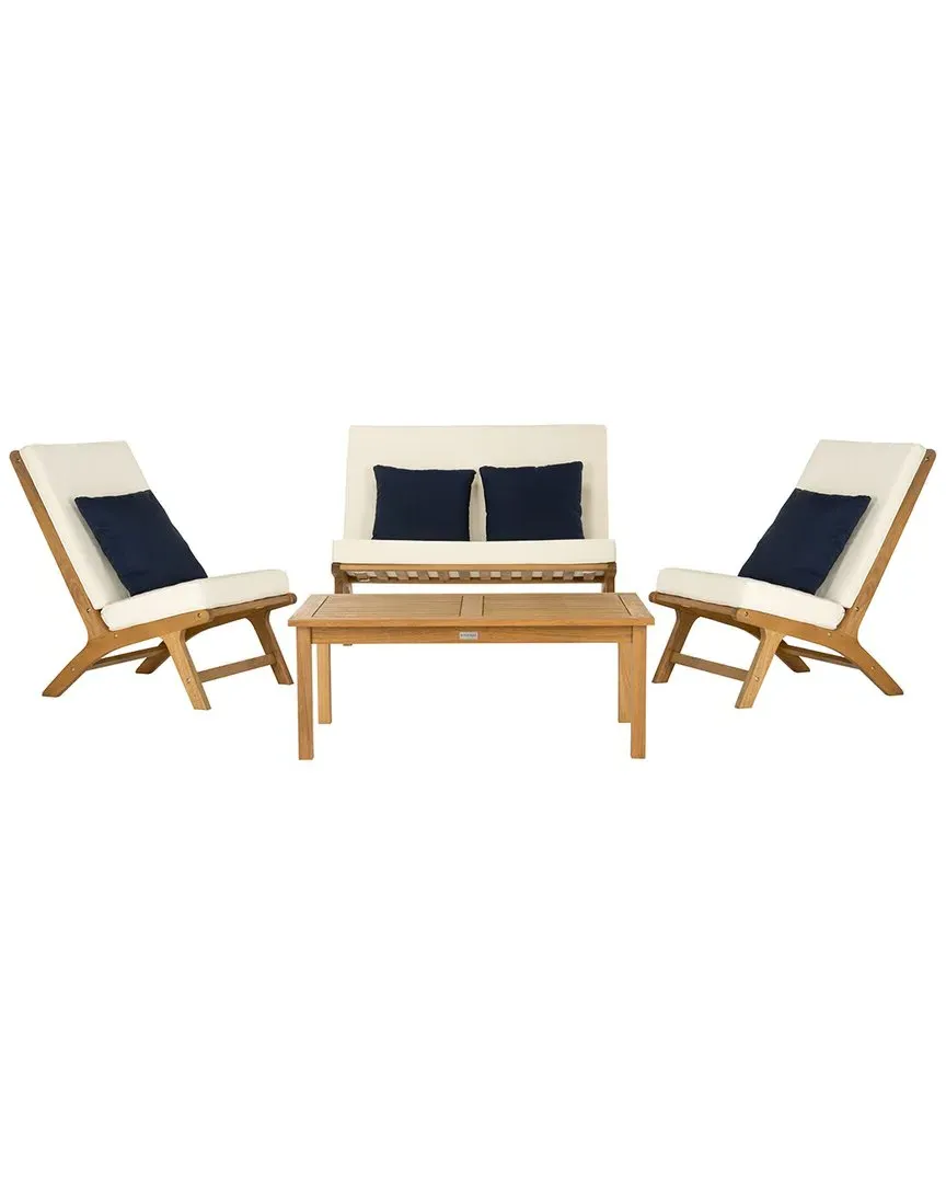 Chaston 4pc Outdoor Living Set with Accent Pillows - Brown