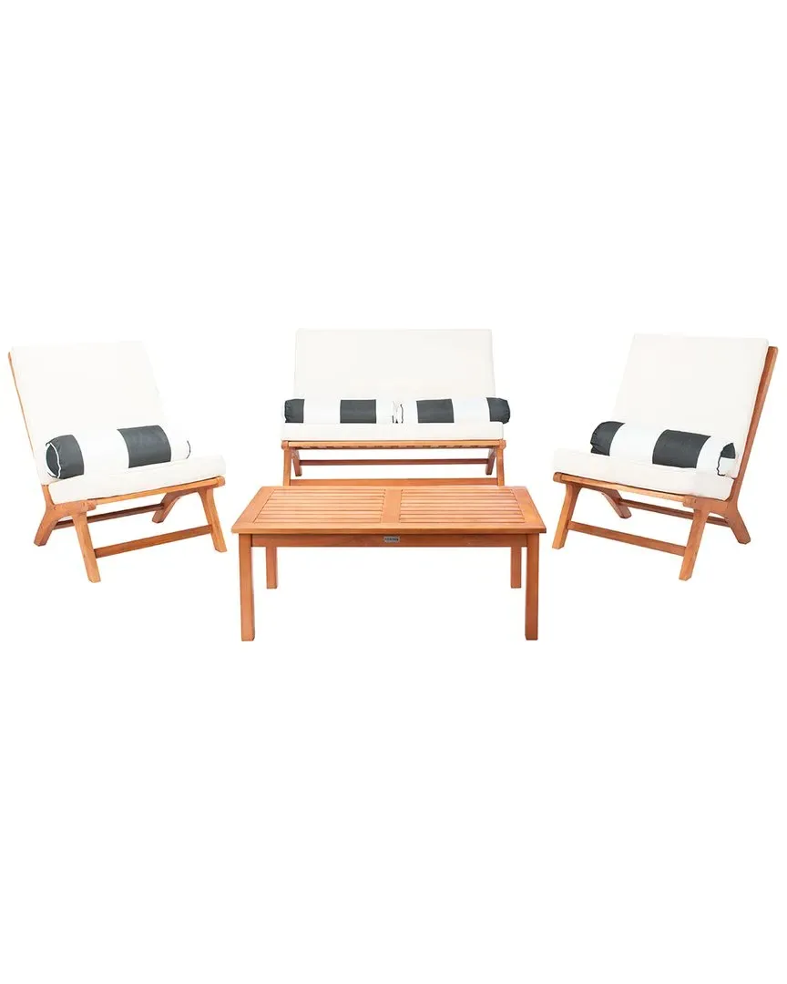 Chaston 4pc Outdoor Living Set with Accent Pillows - Natural, Wood