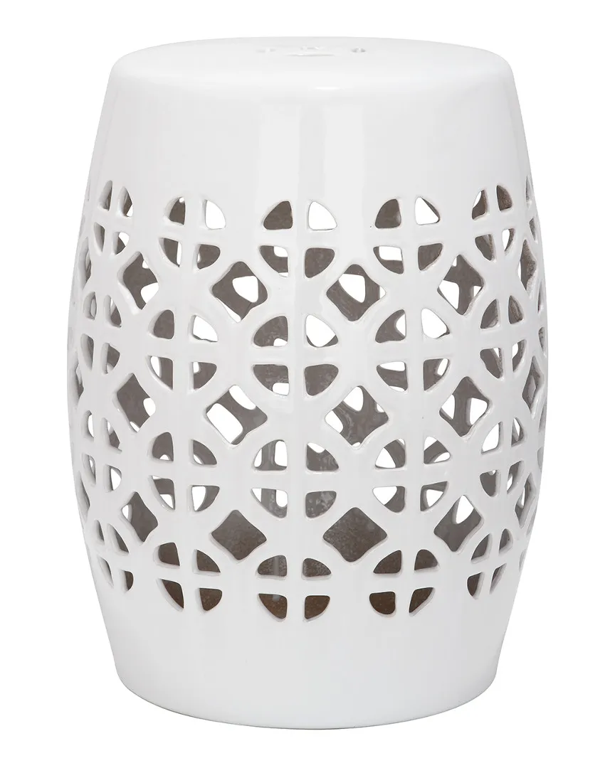 Circle Lattice Garden Stool - White, Ceramic