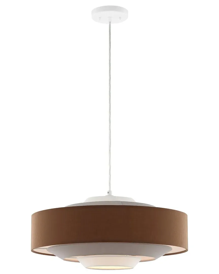 Collelo 20in Pendant Light - Brown, Fabric