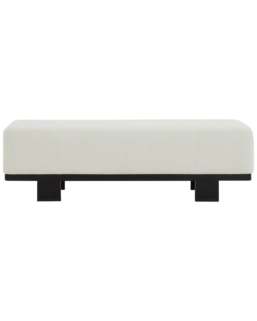 Abrianna Wood Base Bench - Ivory image