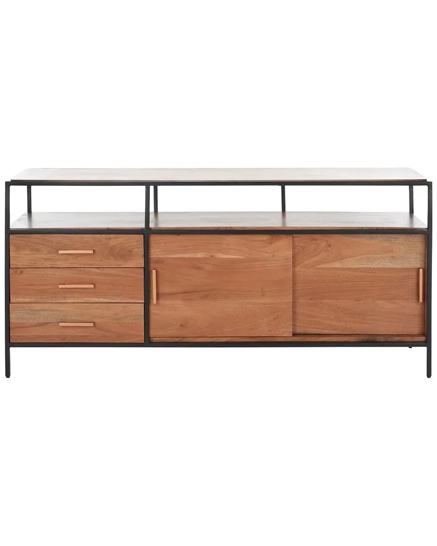 Angelice Sliding Door Media Stand - Light Walnut, Acacia Wood image