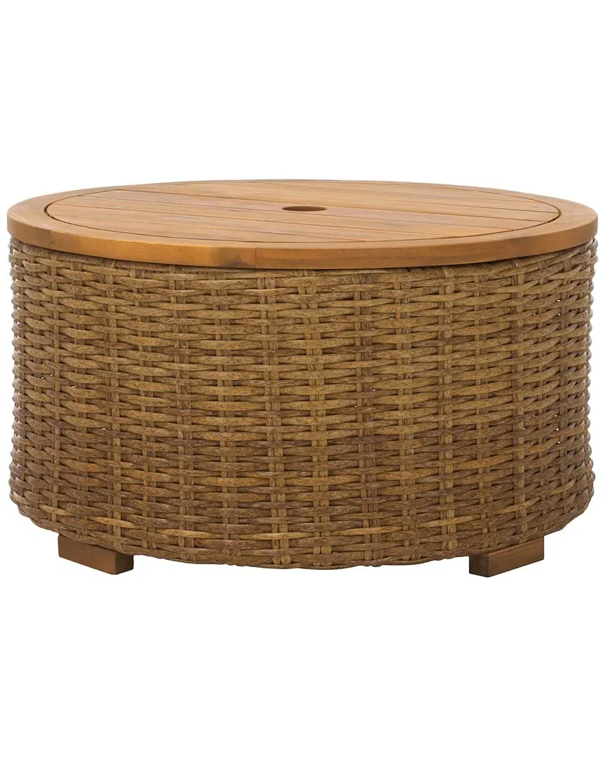 Anguilla Round Outdoor Coffee Table with Storage - Natural image