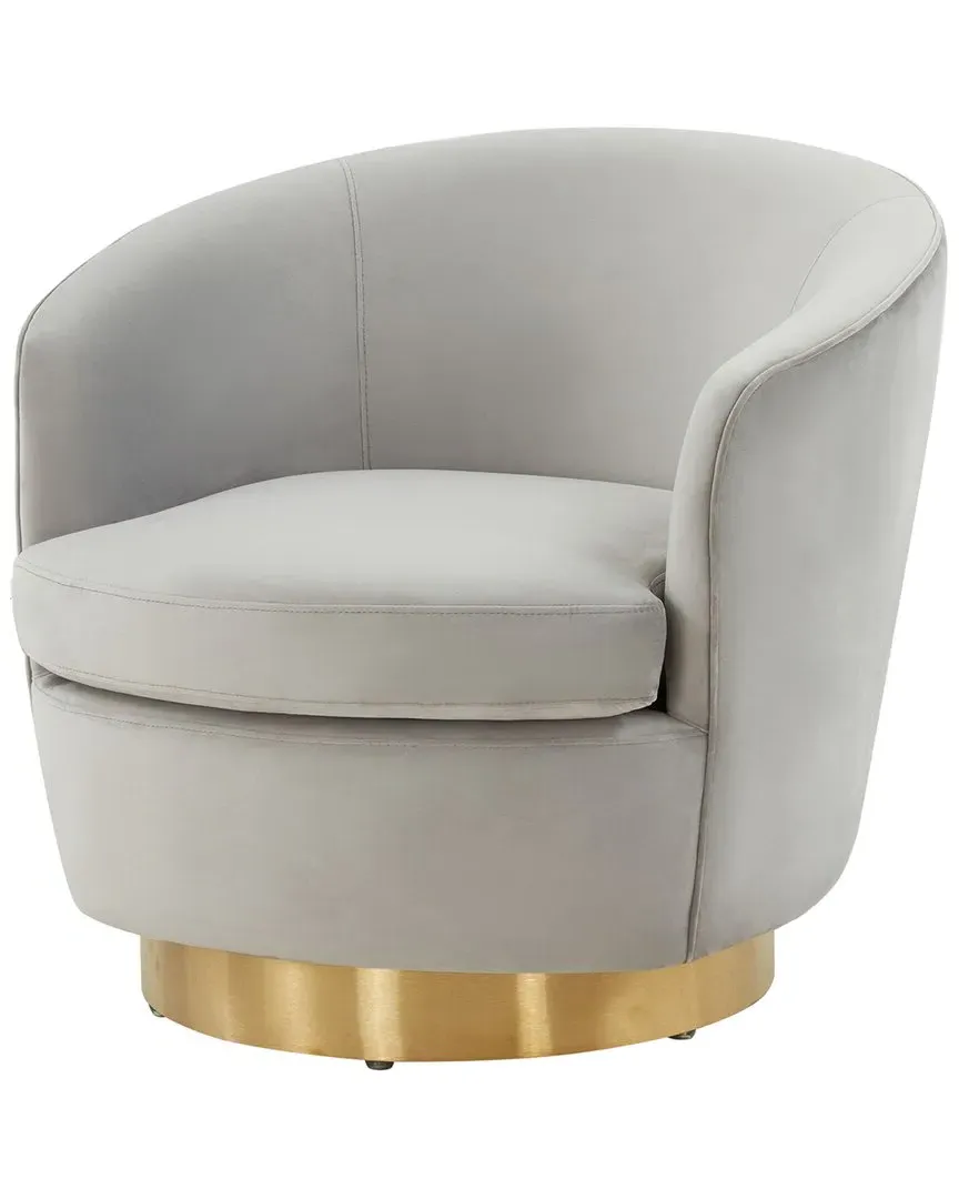 Annalee Swivel Accent Chair - Light Grey, Velvet