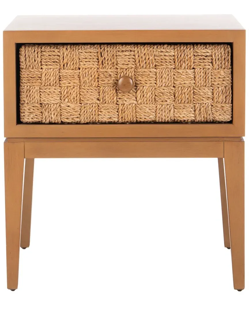 Armand Woven Wood Nightstand - Dark Brown, Mahogany image