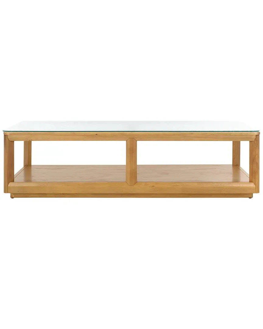 Benecarlo Glass Top Coffee Table with Storage - Natural