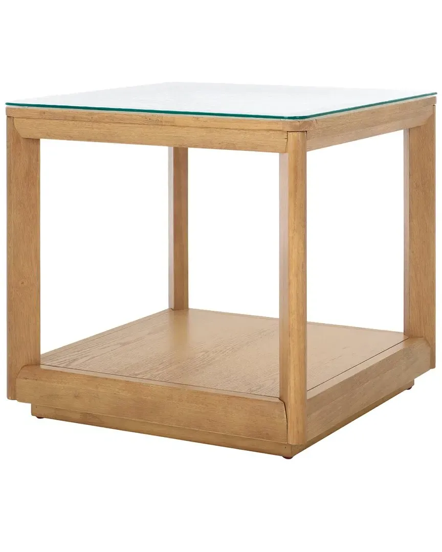 Benecarlo Square Accent Table with Drawer - Natural, Rubber Wood