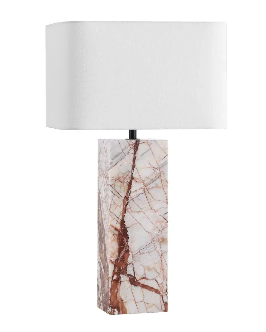Chrisette Square Table Lamp with Dimmer - White, Marble