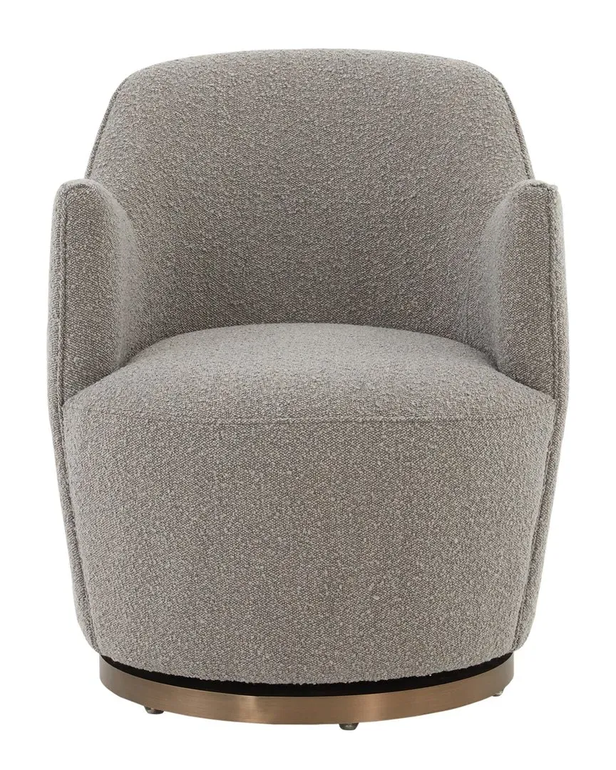 Christian Swivel Accent Chair - Light Grey, Boucle