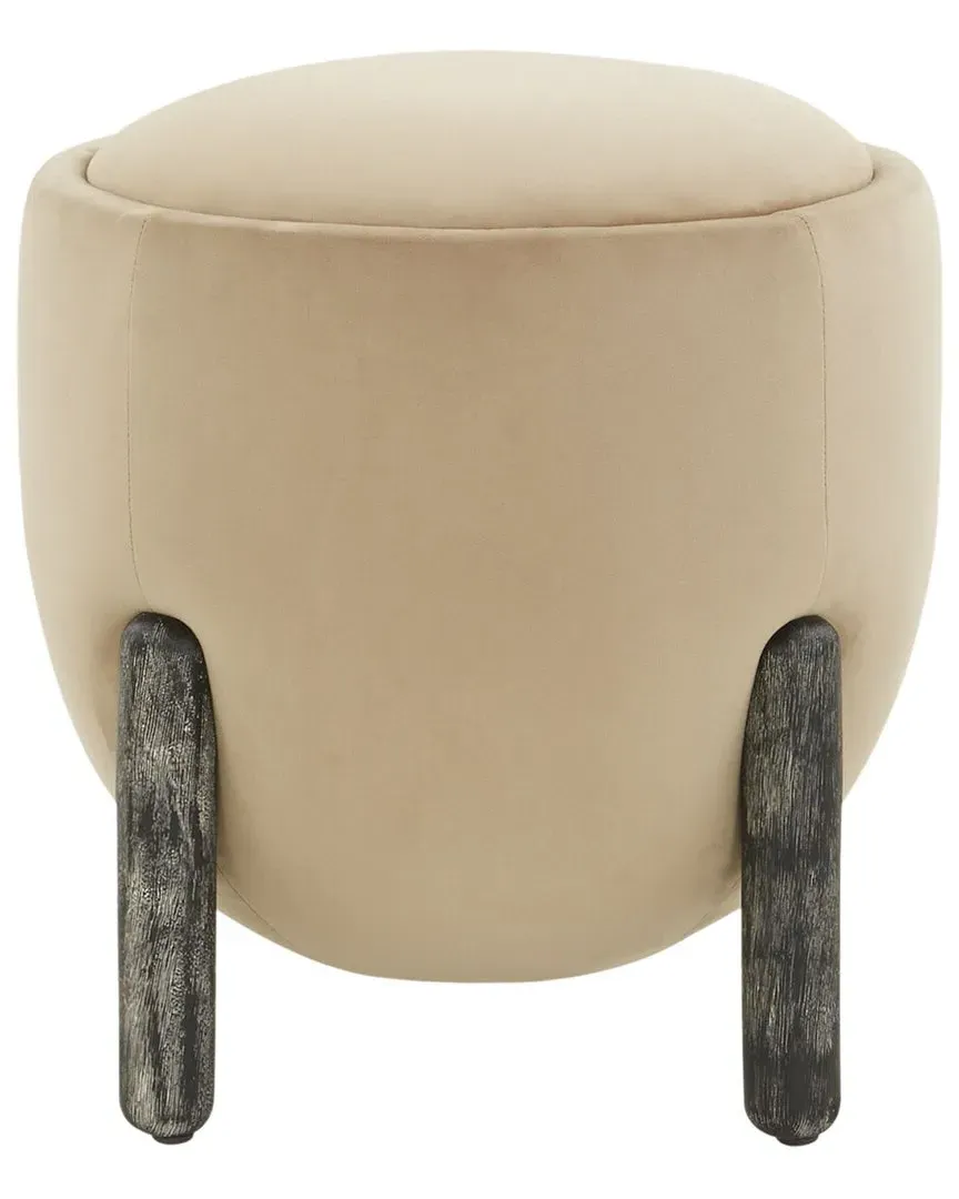 Clarabella Round Ottoman - Light Brown, Velvet image