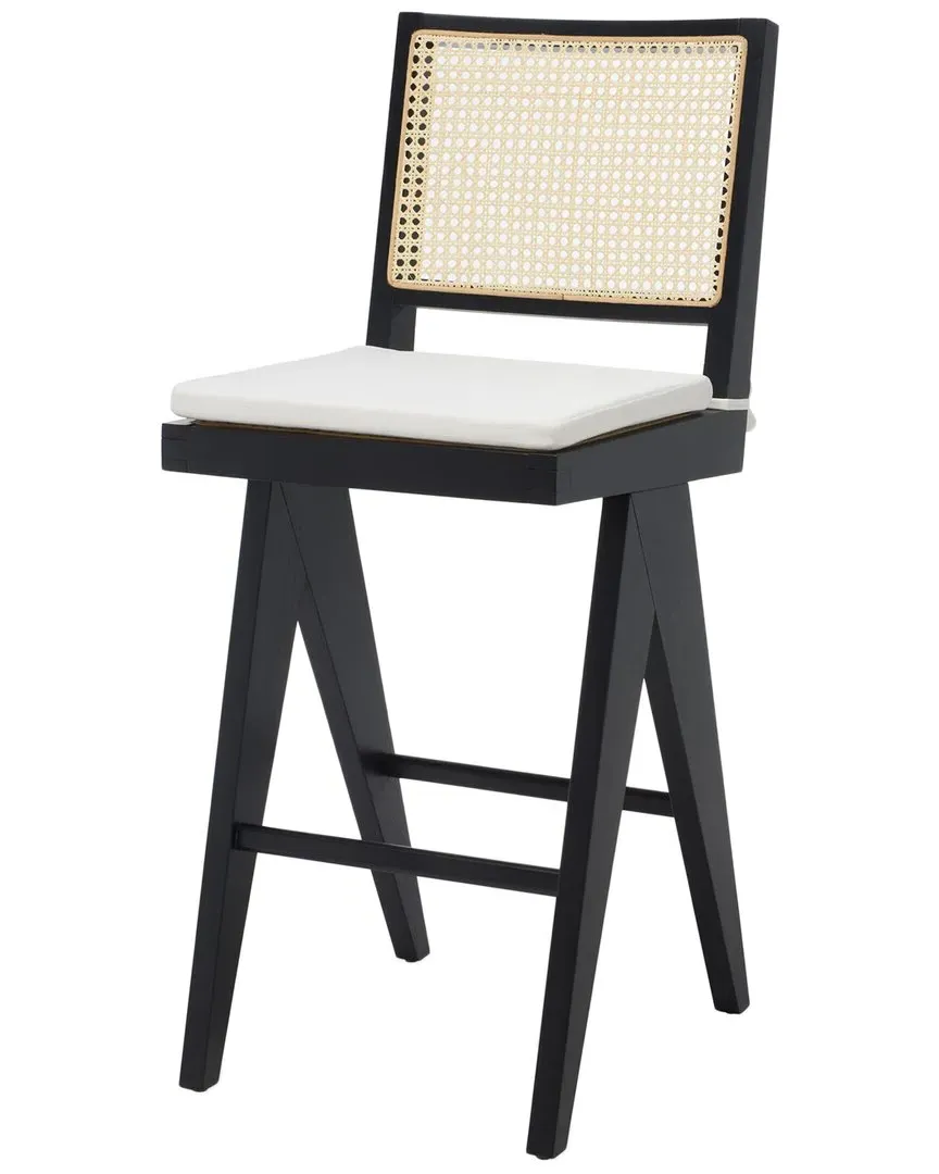 Colette Rattan Barstool - Black, Ash Wood image