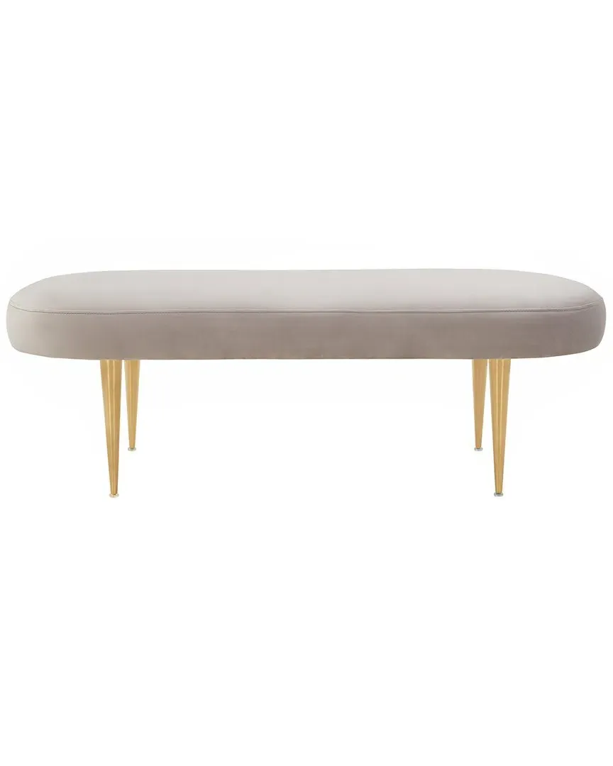 Corinne Oval Bench - Taupe, Velvet