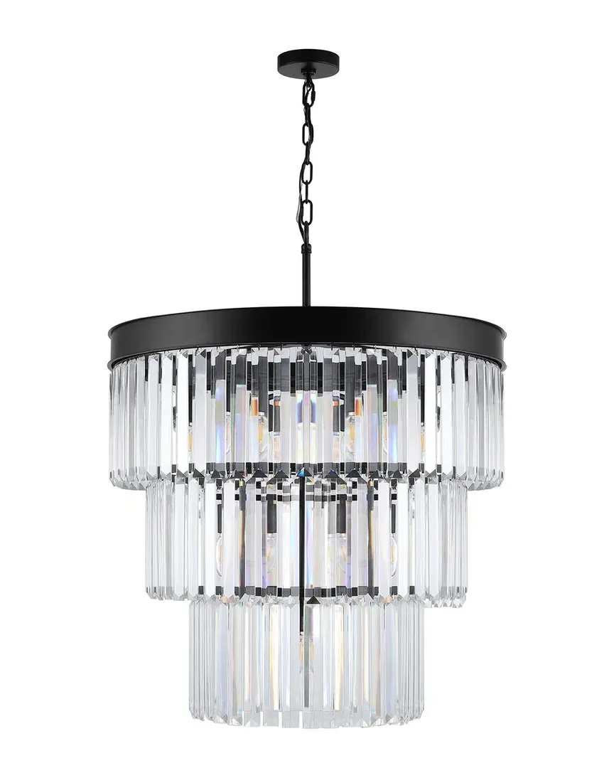 Coulette 3-Tier Crystal Chandelier - Black, Metal image