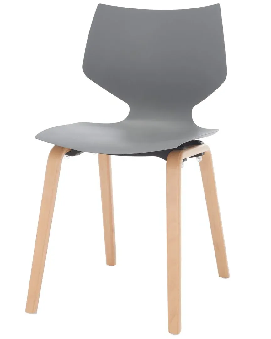 Darnel Set of 2 Molded Plastic Dining Chairs - Grey, Beech