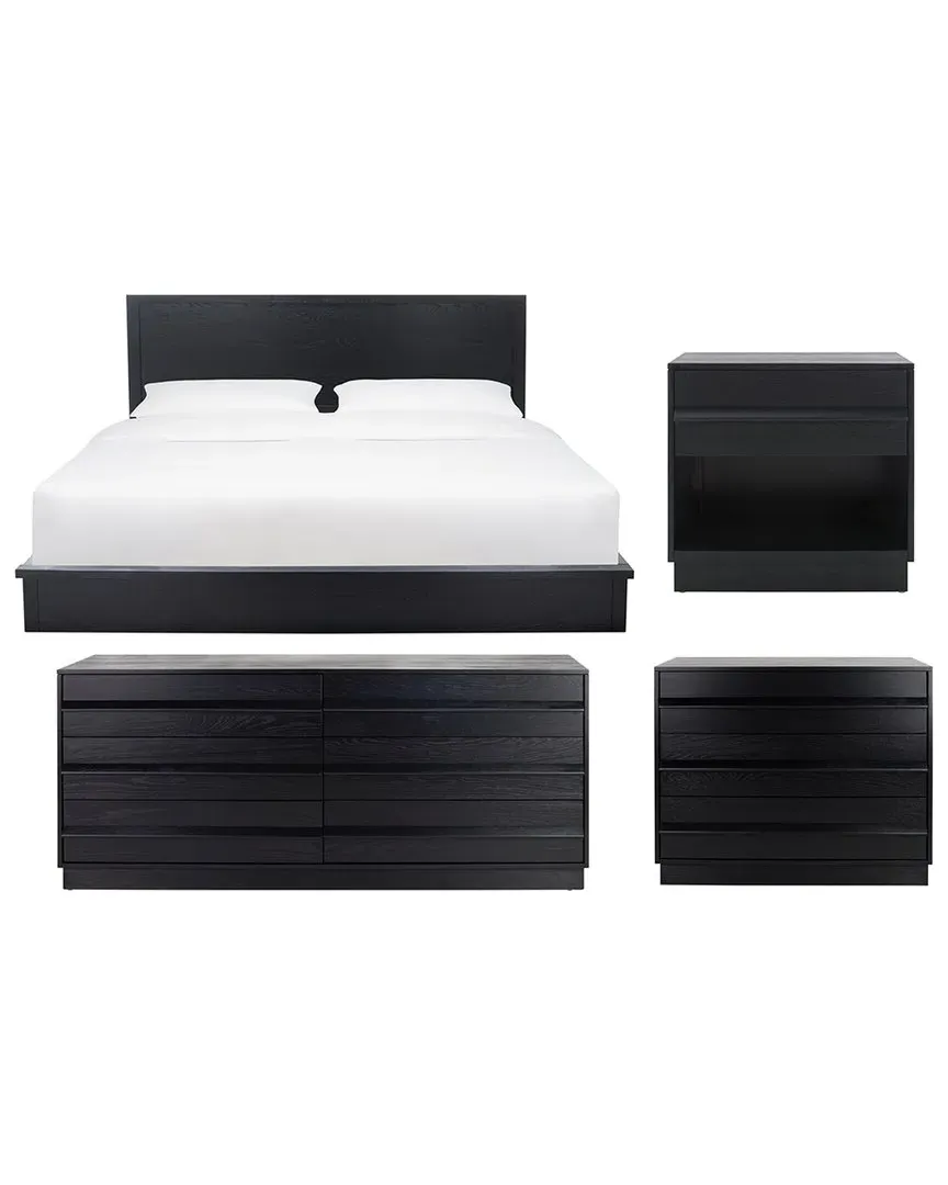 Deirdra 1-Drawer Nightstand - Black, Oak Veneer image