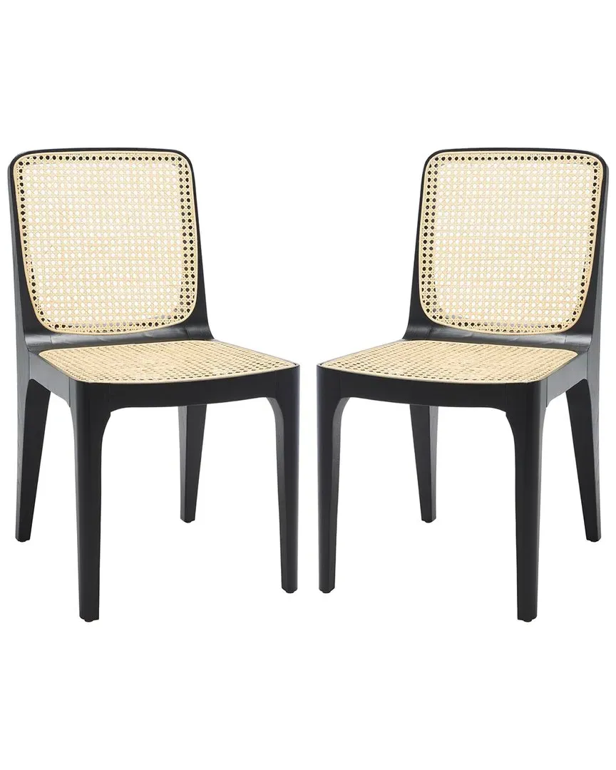 Frank Set of 2 Rattan Dining Chairs - Black, Ash Wood image