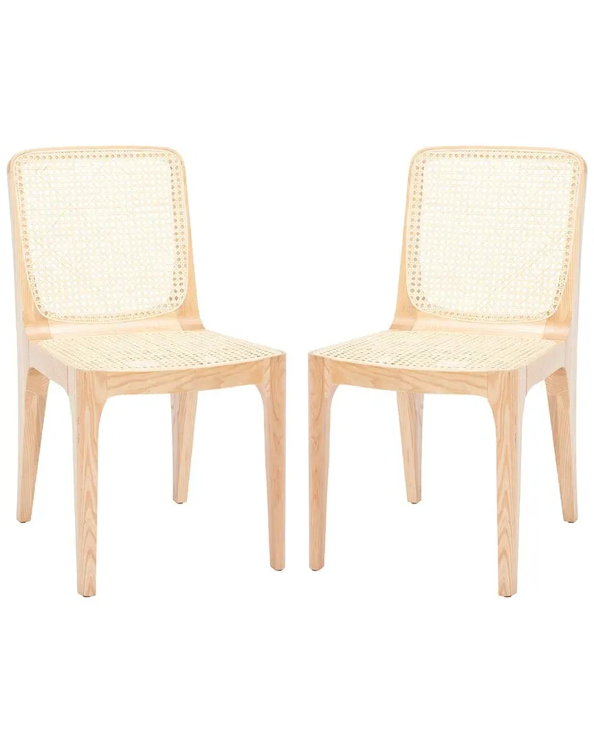Frank Set of 2 Rattan Dining Chairs - Natural, Ash Wood