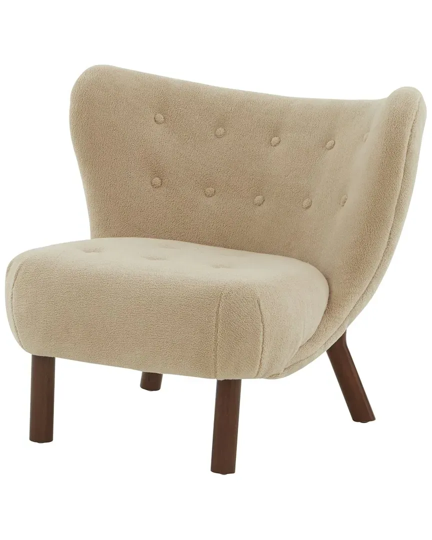 Gabriel Wingback Chair - Dark Brown, Faux Shearling image