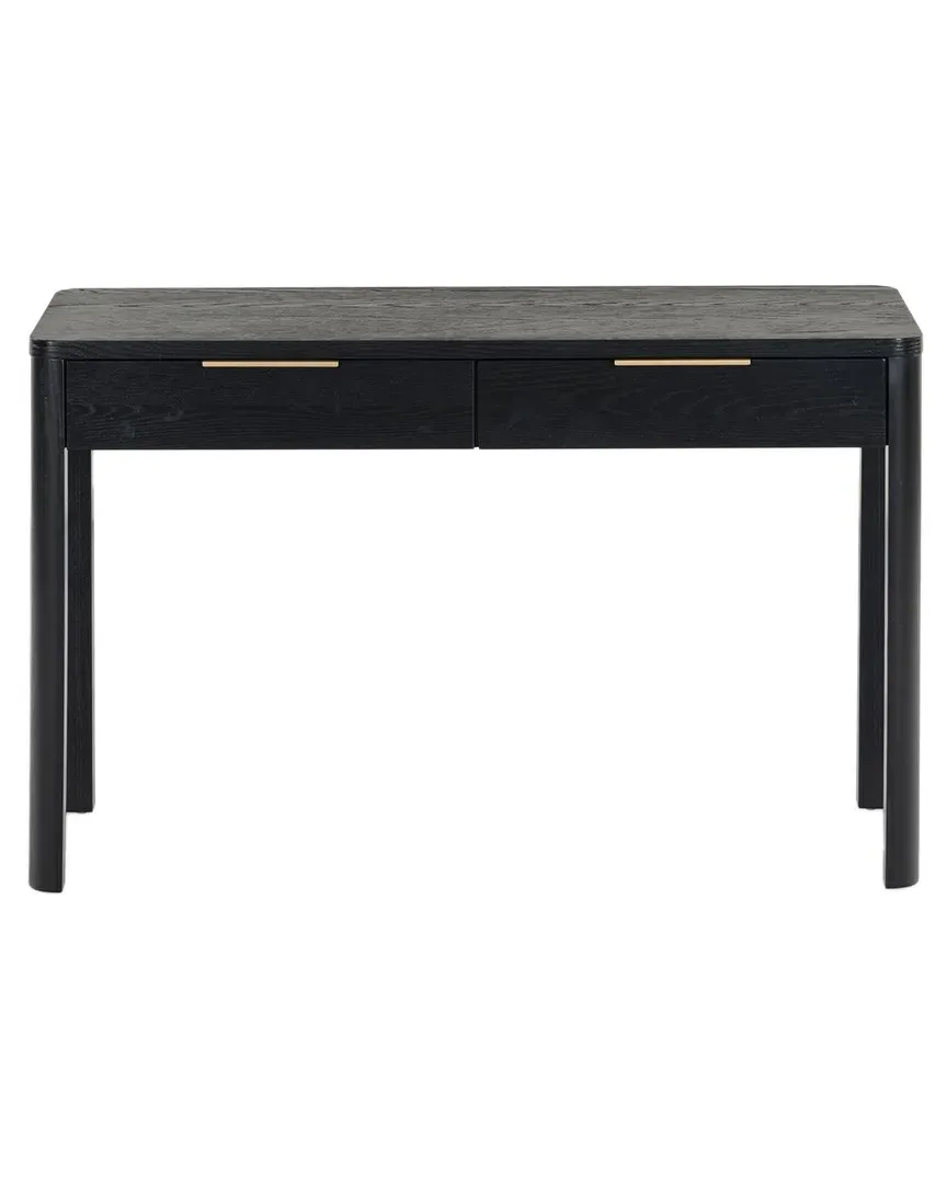 Gabrietta 2 Drawer Wood Desk - Black, Rubber Wood image