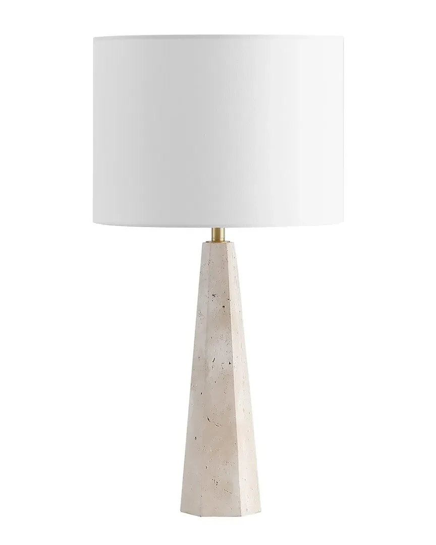 Gabryanna Travertine Table Lamp with Dimmer - White image